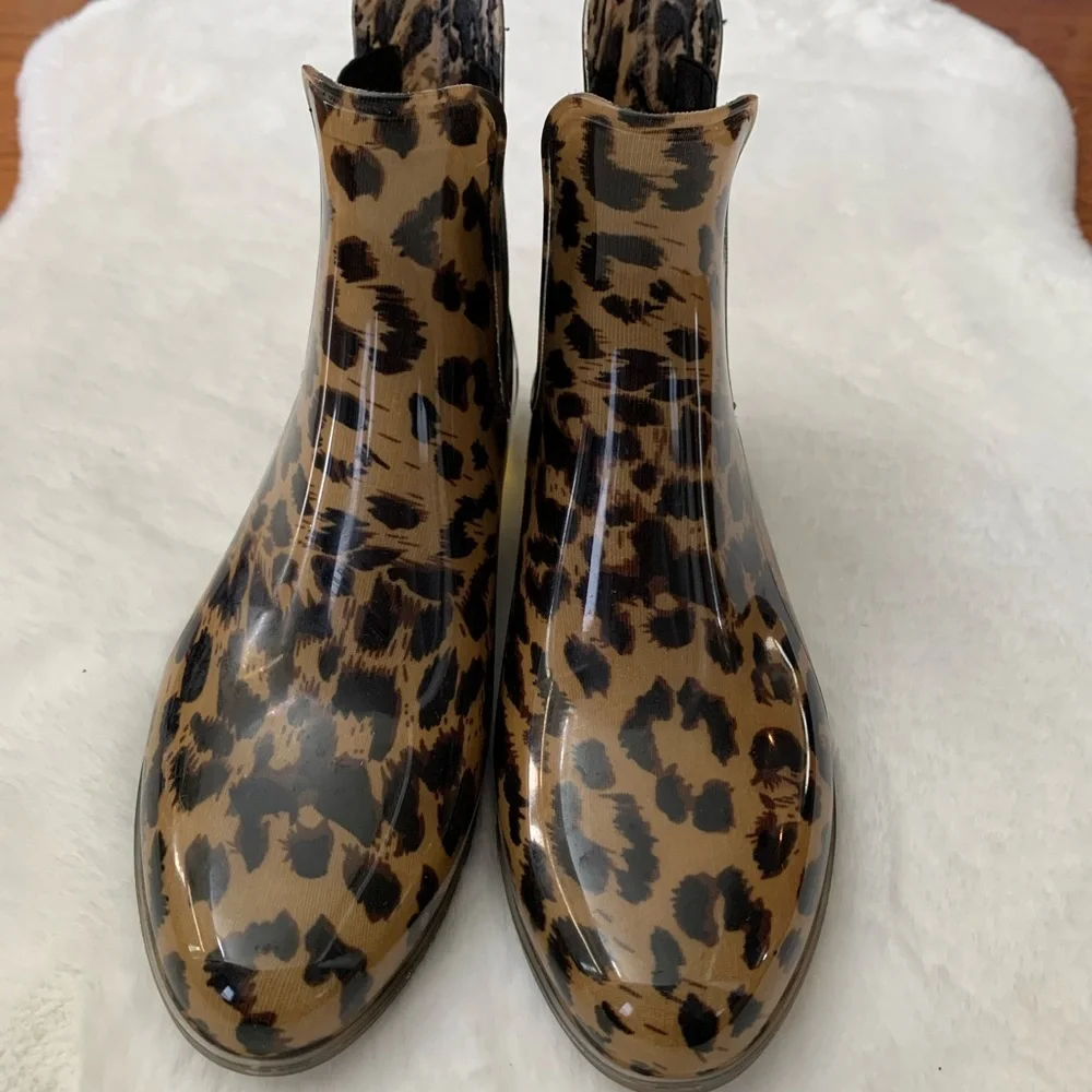 J. Crew Leopard Print Chelsea Rain Bootie - Picture 12 of 14